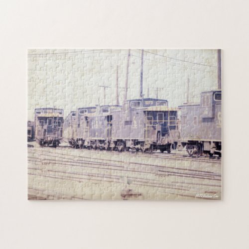 Railroad Cars Vintage Train Photo Caboose Jigsaw Puzzle