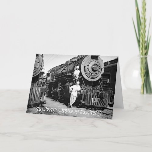 RAILROAD CHEFS COOKS ON STEAM TRAIN ENGINE PHOTO CARD