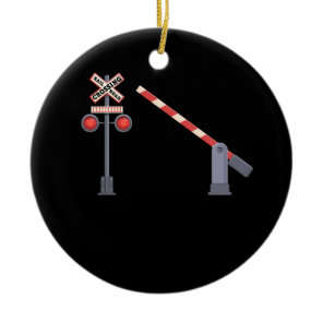 Railroad Crossing Barrier Sign Halloween Costume D Ceramic Ornament