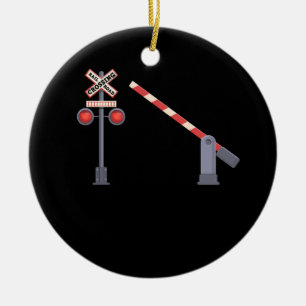 Railroad Crossing Barrier Sign Halloween Costume D Ceramic Ornament