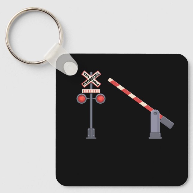 Railroad Crossing Barrier Sign Halloween Costume D Keychain (Front)