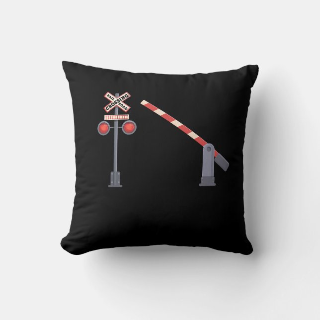 Railroad Crossing Barrier Sign Halloween Costume D Throw Pillow (Front)