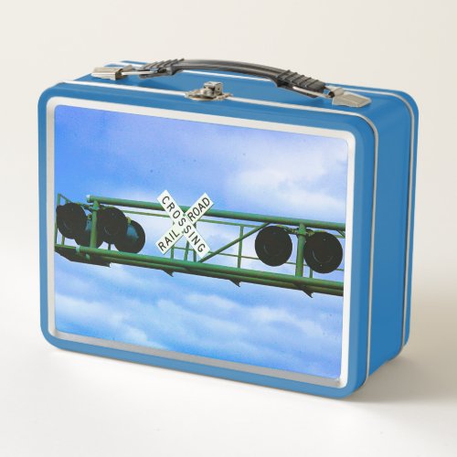 Railroad Crossing Cantilever _ Inverted Crossbuck Metal Lunch Box