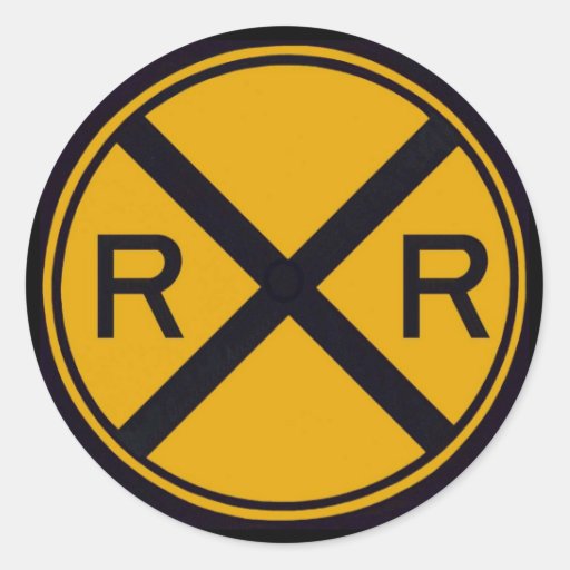 Railroad Crossing Classic Round Sticker | Zazzle