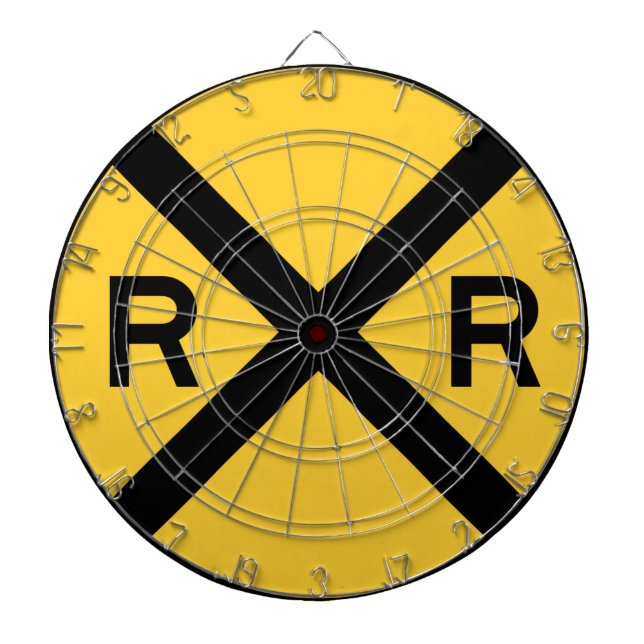 Railroad Crossing Dartboard With Darts (Front)