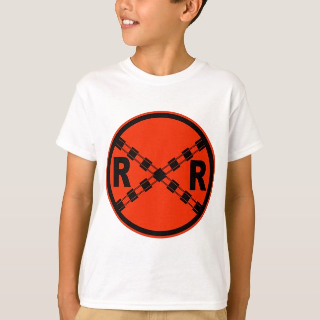 Railroad Crossing Highway Road Sign T-Shirt (Front)