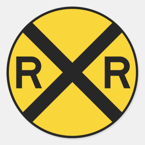 Railroad Crossing Highway Sign Classic Round Sticker