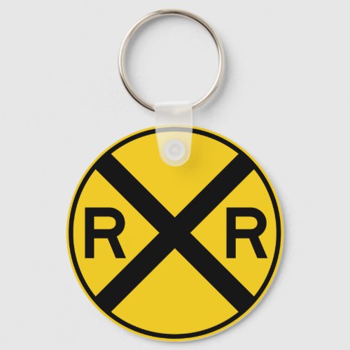 Railroad Crossing Highway Sign Keychain