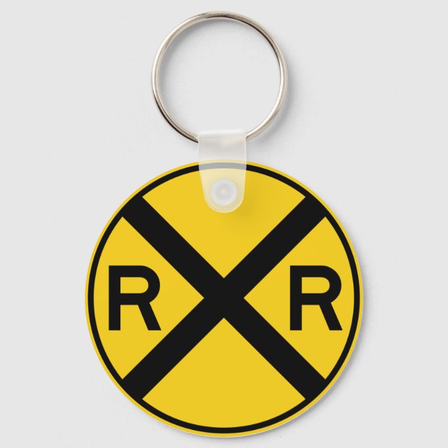 Railroad Crossing Highway Sign Keychain (Front)