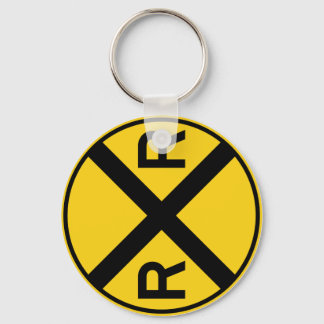Railroad Crossing Highway Sign Keychain