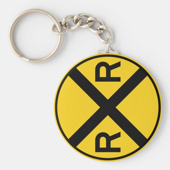 Railroad Crossing Highway Sign Keychains