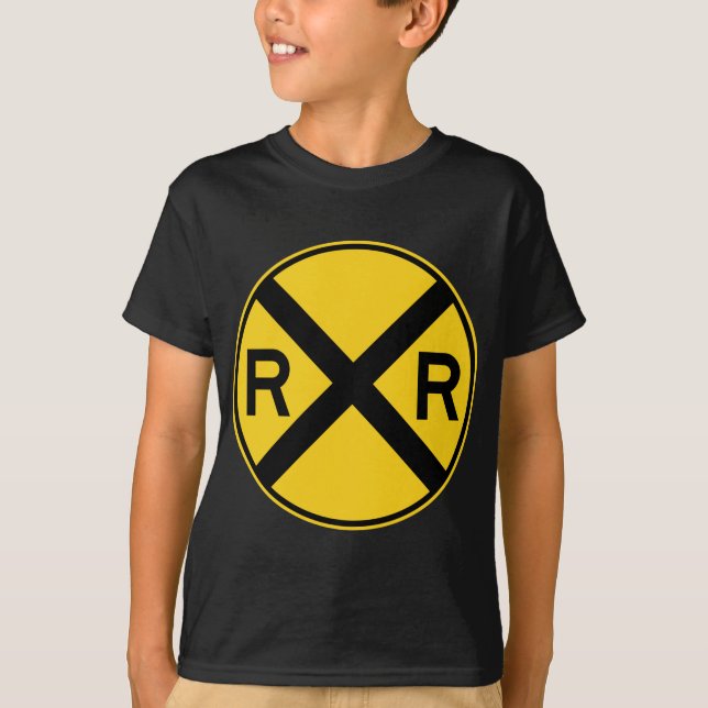 Railroad Crossing Highway Sign T-Shirt (Front)