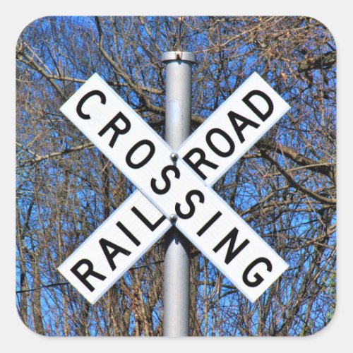 Railroad Crossing Inverted Crossbuck Square Sticker