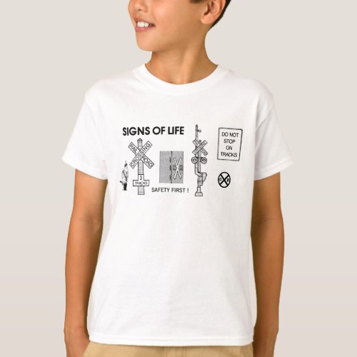 Railroad Crossing Lifesaving Signs Kids T_Shirt