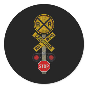 Railroad Crossing Locomotive Model Train Lover Roa Classic Round Sticker