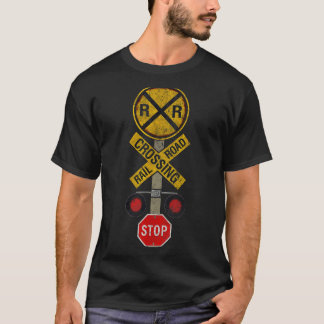 Railroad Crossing Locomotive Model Train Lover Roa T-Shirt
