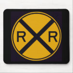 Railroad Crossing Mouse Pad<br><div class="desc">Railroad crossing sign.</div>