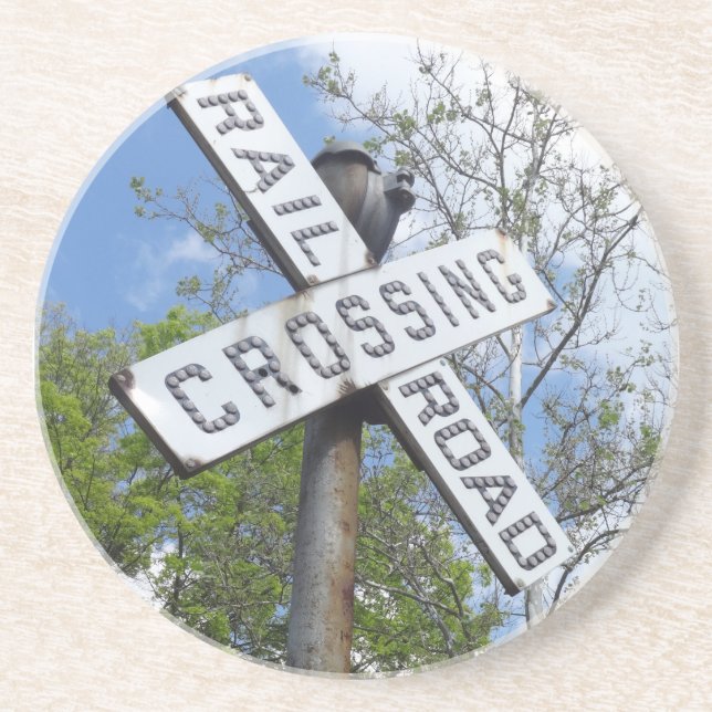Railroad Crossing Sandstone Coaster (Front)