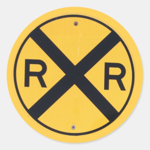 Railroad Crossing Sign Classic Round Sticker