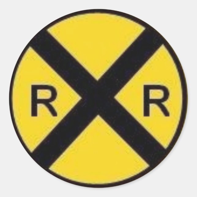 Railroad Crossing Sign Classic Round Sticker (Front)