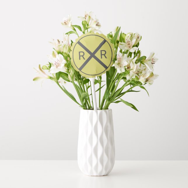 Railroad Crossing Sign Mustard Yellow Balloon (Vase)