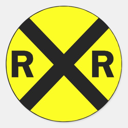Railroad crossing sign round classic round sticker