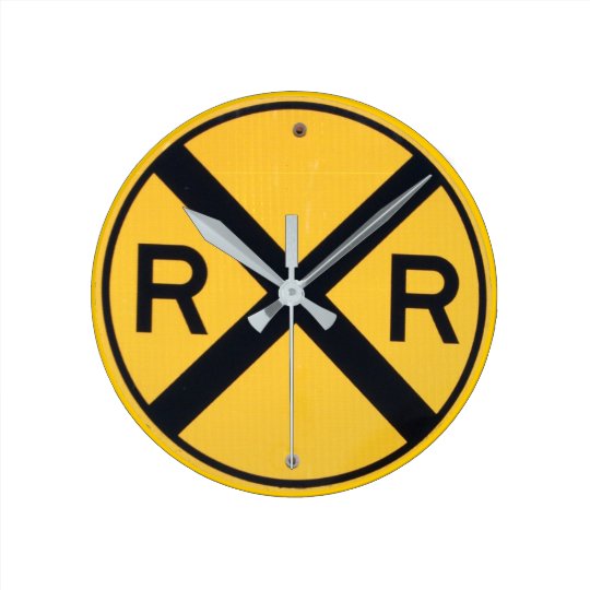 Railroad Crossing Sign Round Clock