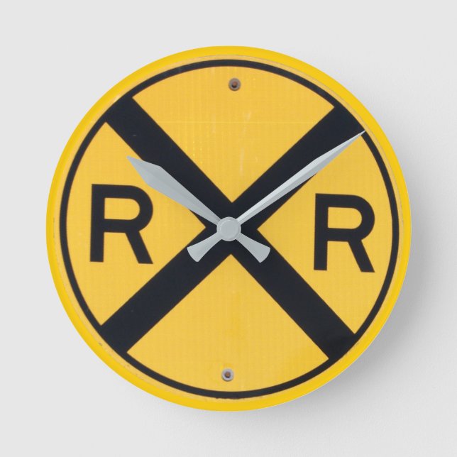 Railroad Crossing Sign Round Clock (Front)