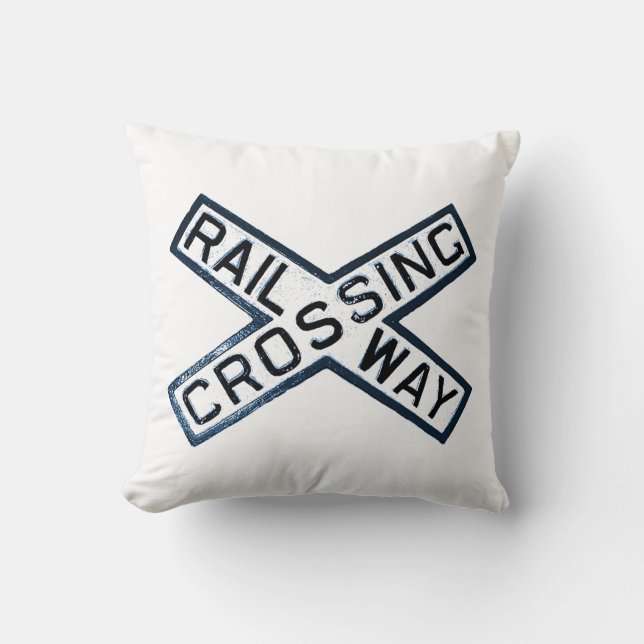 Railroad Crossing Sign Throw Pillow (Front)