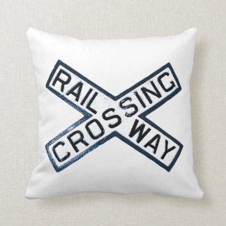Railroad Crossing Sign Throw Pillow