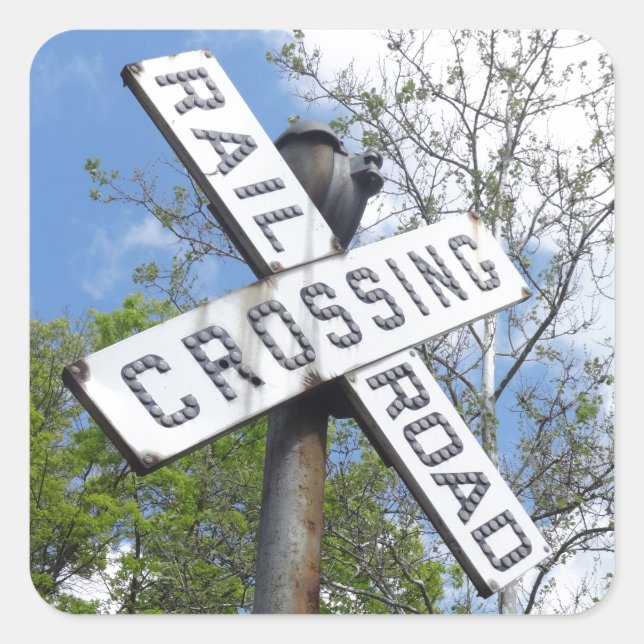 Railroad Crossing Square Sticker (Front)