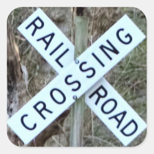 Railroad Crossing Square Sticker
