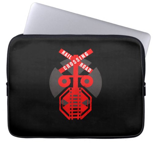 Railroad Crossing Train Lover Railroader Laptop Sleeve