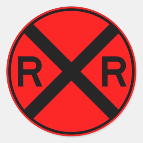 Railroad Crossing Warning Street Sign Train Classic Round Sticker