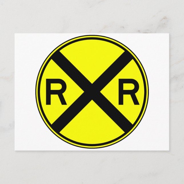 Railroad Crossing Warning Street Sign Train Postcard (Front)