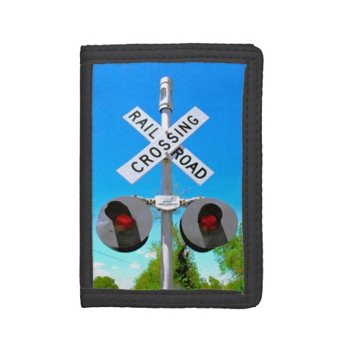 Railroad Crossing With Electronic Bell Trifold Wallet