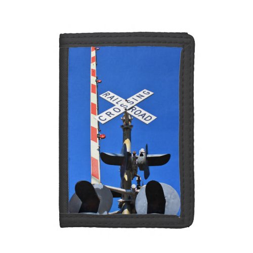 Railroad Crossing With Gate Trifold Wallet