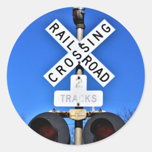 Railroad Crossing With Mechanical Bell Classic Round Sticker