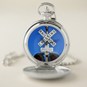 Railroad Crossing With Mechanical Bell Pocket Watch