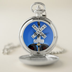 Railroad Crossing With Mechanical Bell Pocket Watch