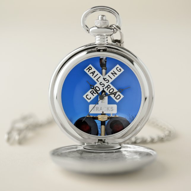 Railroad Crossing With Mechanical Bell Pocket Watch (Inside)