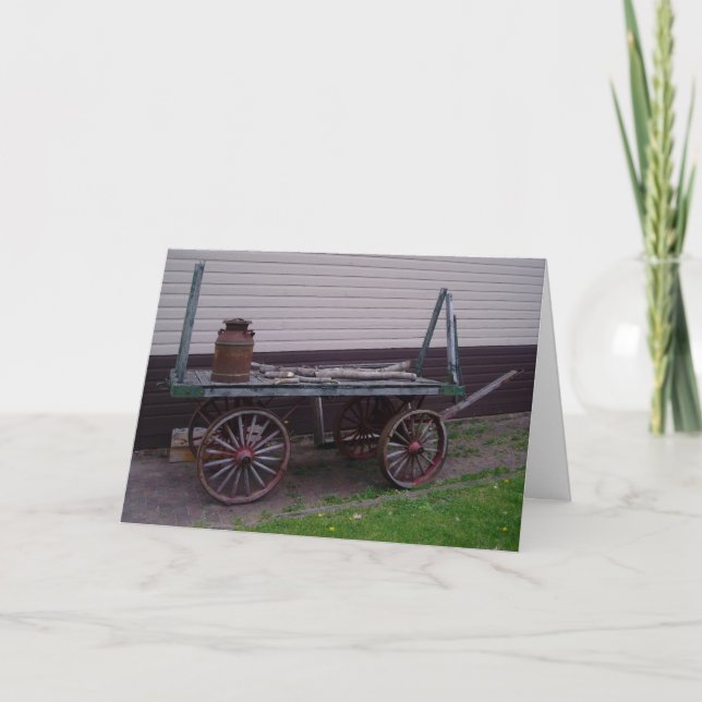 “Railroad Depot Wagon Cart” Birthday Card (Front)