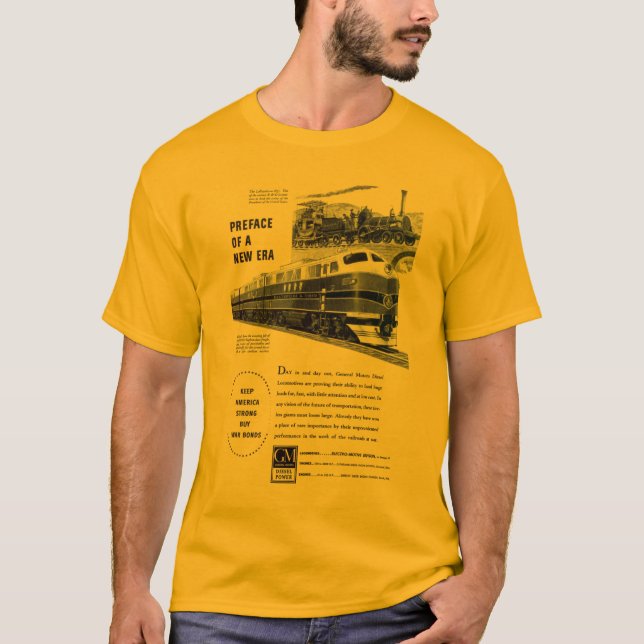Railroad Diesel 1948 Electro Motive Gold T-Shirt (Front)