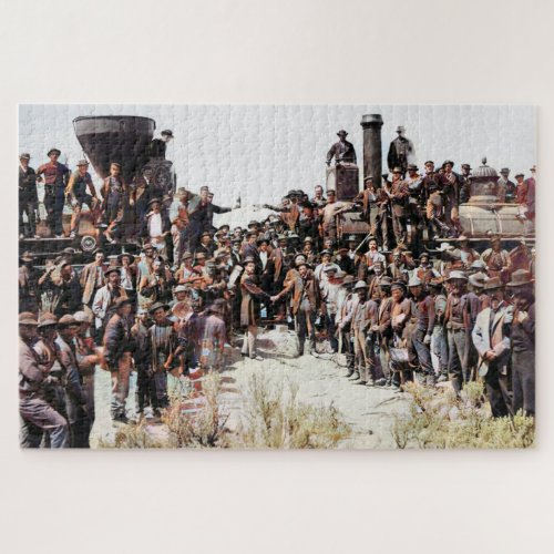 Railroad East Meets West Laying of Last Rail Color Jigsaw Puzzle