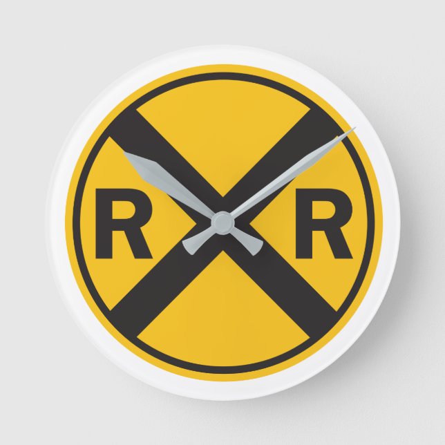 Railroad Fan Round RR Crossing Sign Clock (Front)