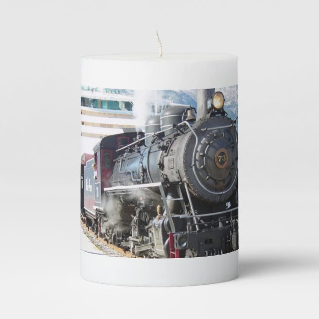 Railroad Locomotive design Pillar Candle (Front)