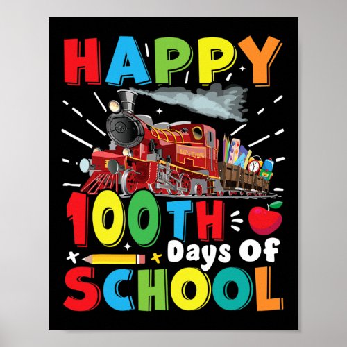 Railroad Lovers Tee Boys 100 Days Of School Teache Poster