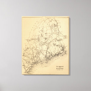 Railroad map of Maine Canvas Print