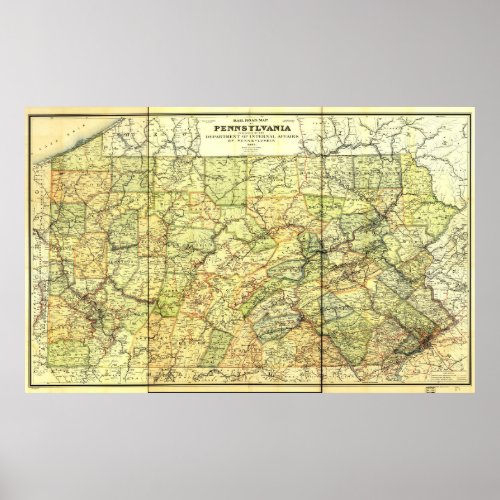 Railroad Map of Pennsylvania 1895 Poster