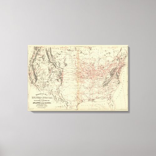 Railroad map US Canvas Print